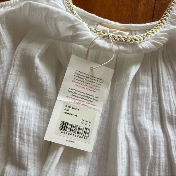 NWT Sezane Sacha 100% cotton White Maxi Dress size 36 - Picture 4 of 7